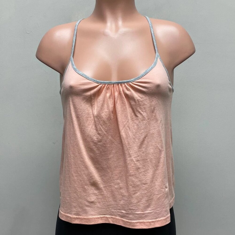Calme Johnny Was Peach Cotton Cami Criss Cross Back Slit Night & Day Tank Top SM